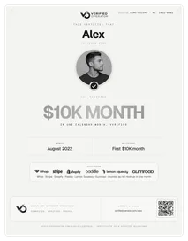 First $10K month certificate (example)